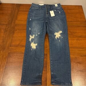 Judy Blue Jeans Size 11/30 Boyfriend Fit Highrise Slim Straight Denim